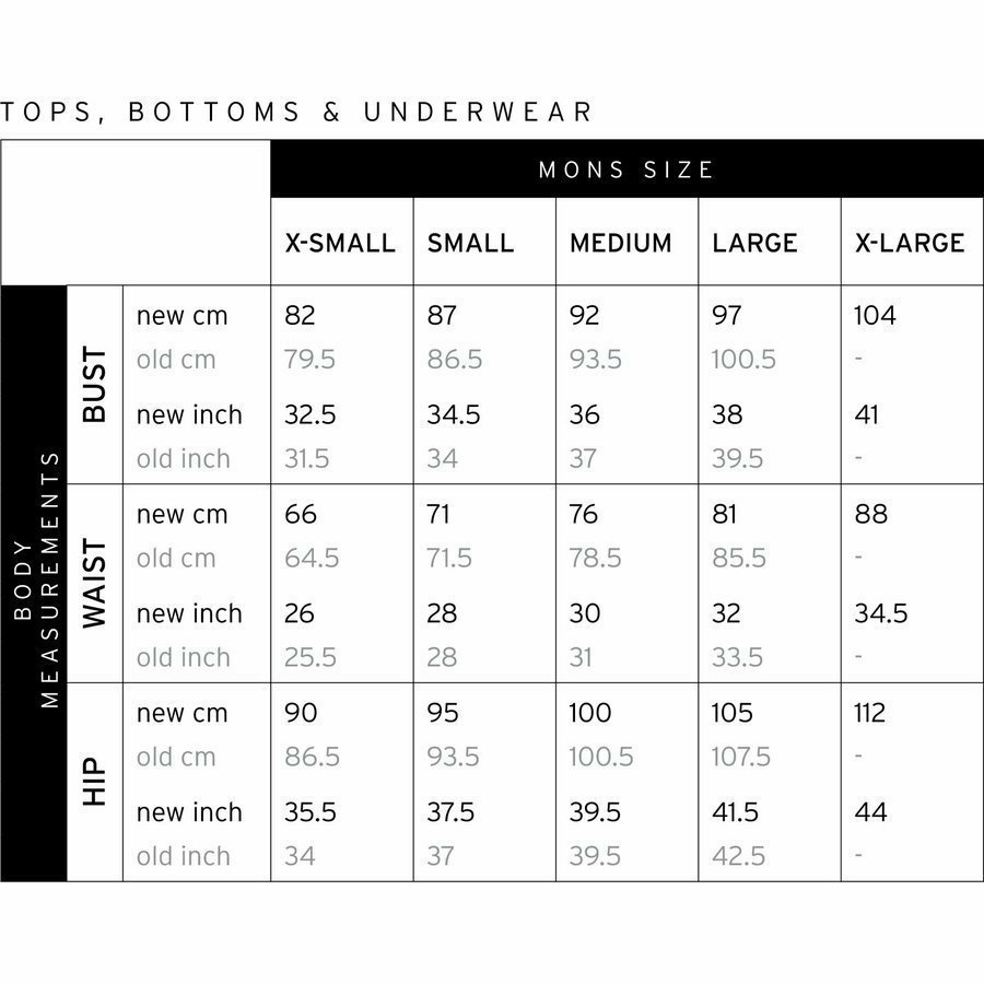 velikostní tabulka ženy tops bottoms underwear MR FW21 